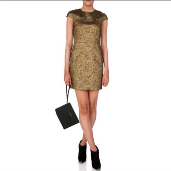 NWT Diane Von Furstenberg Hadlie Gold Dress, 14 - Picture 3 of 13